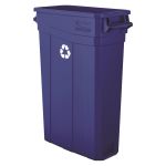 Suncast Commercial 23 Gallon Resin Slim Trash Can with Handles, Recycle Blue